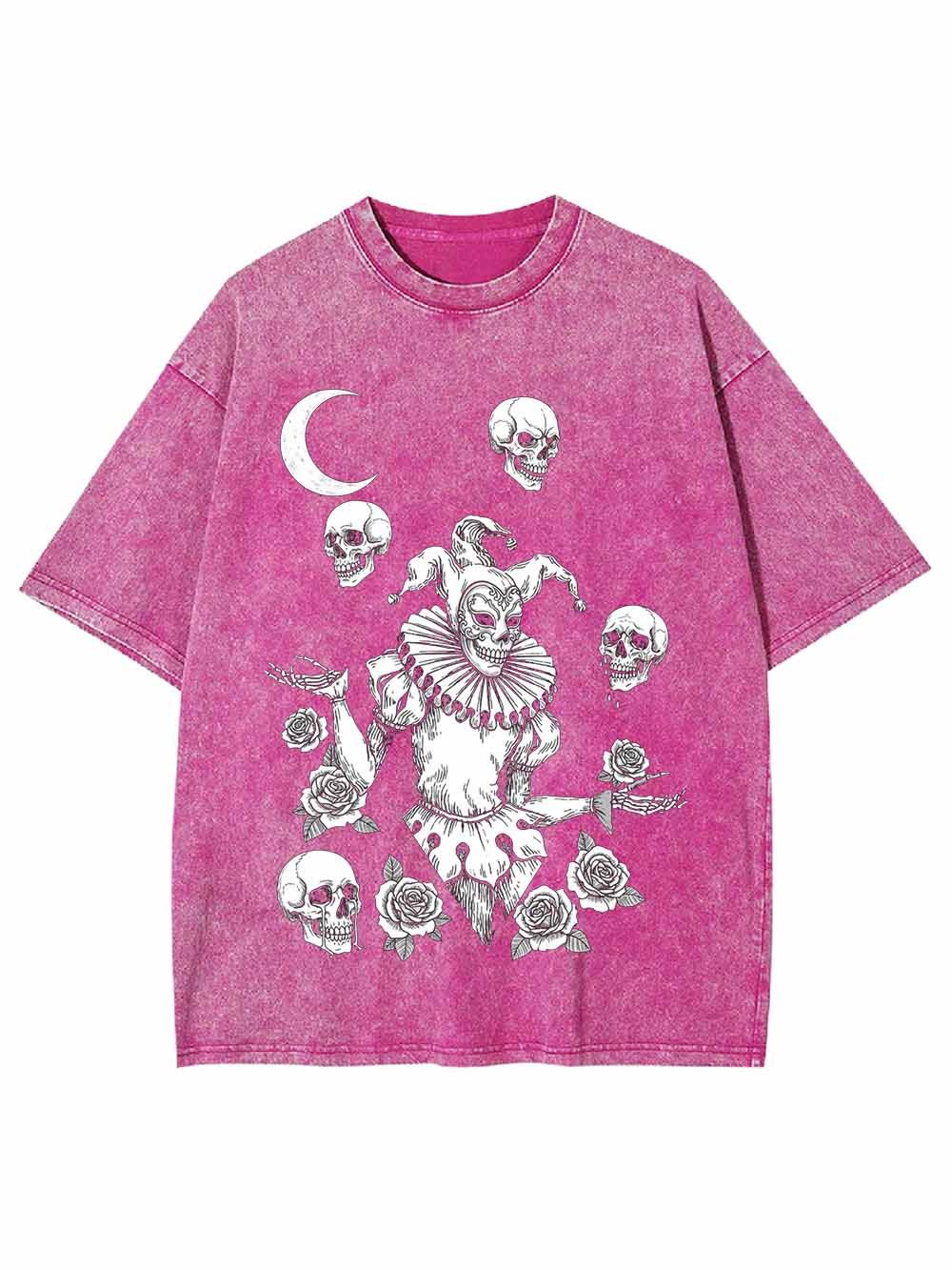 Skull Clown Rose Washed Tshirt