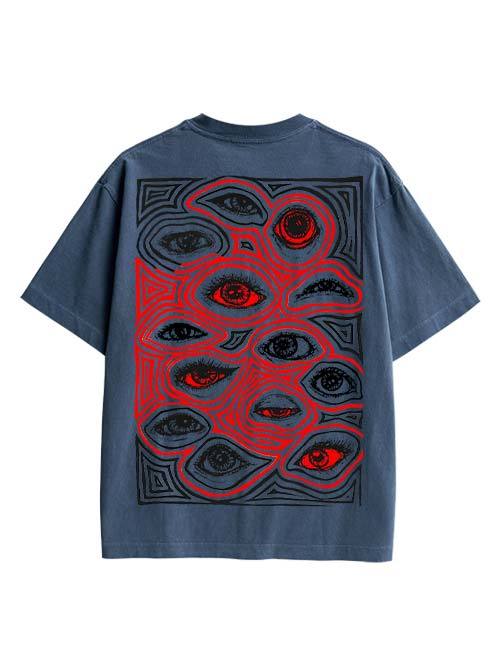 Eyes Of Perception Double Sided Print Washed TShirt-ClassyOutlaw Sale