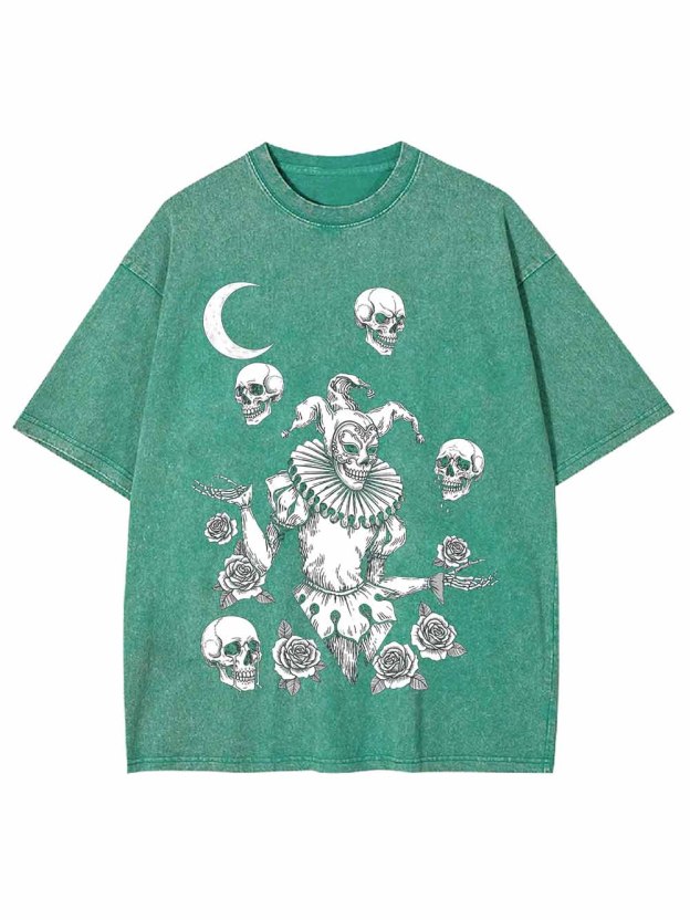 Skull Clown Rose Washed Tshirt