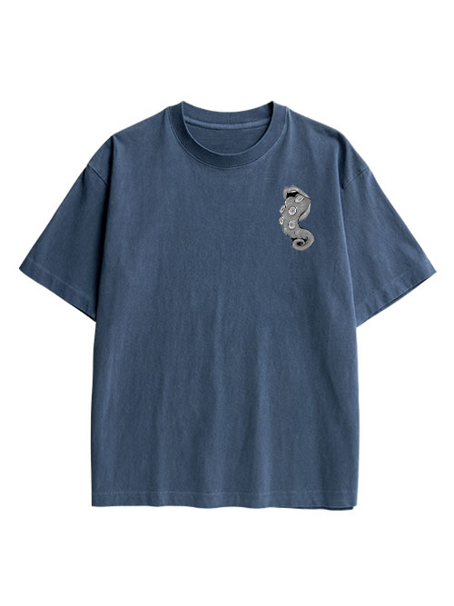 Tentacle Double Sided Print Washed TShirt