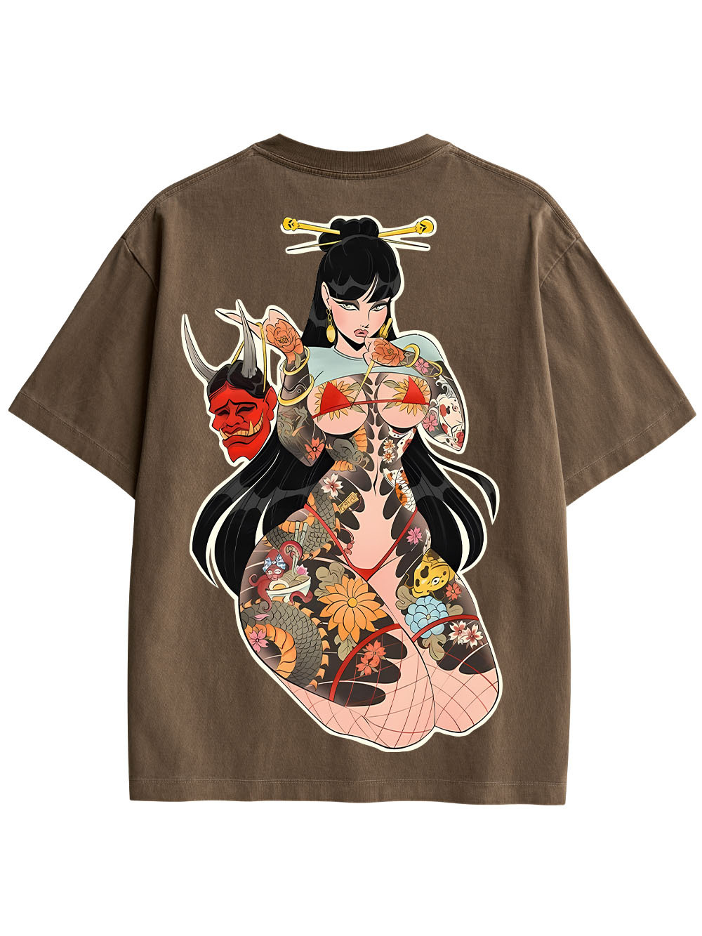 TATTOOED MYSTIQUE DOUBLE SIDED PRINT WASHED TSHIRT