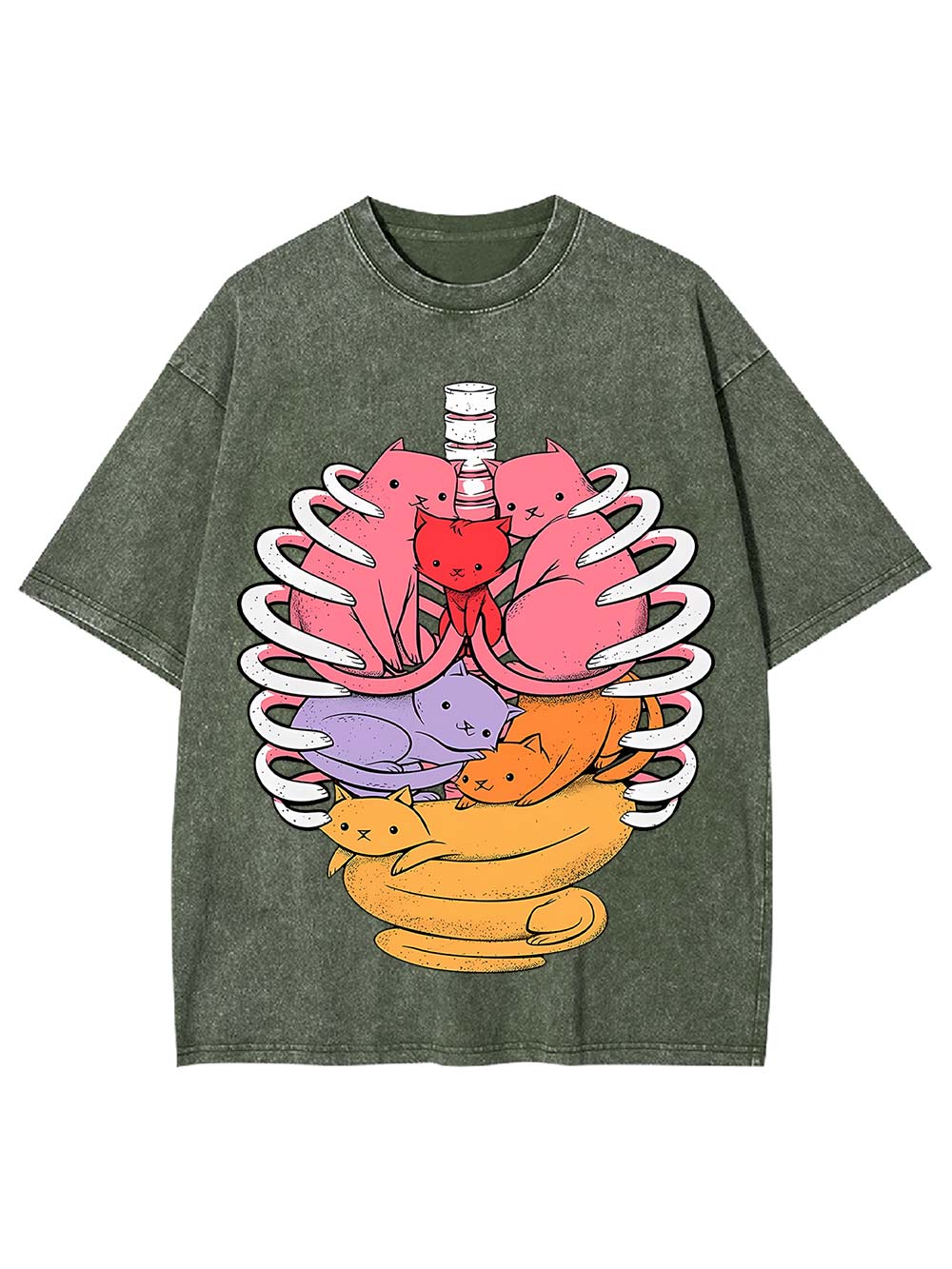 Cats In Rib Cage Washed Tshirt