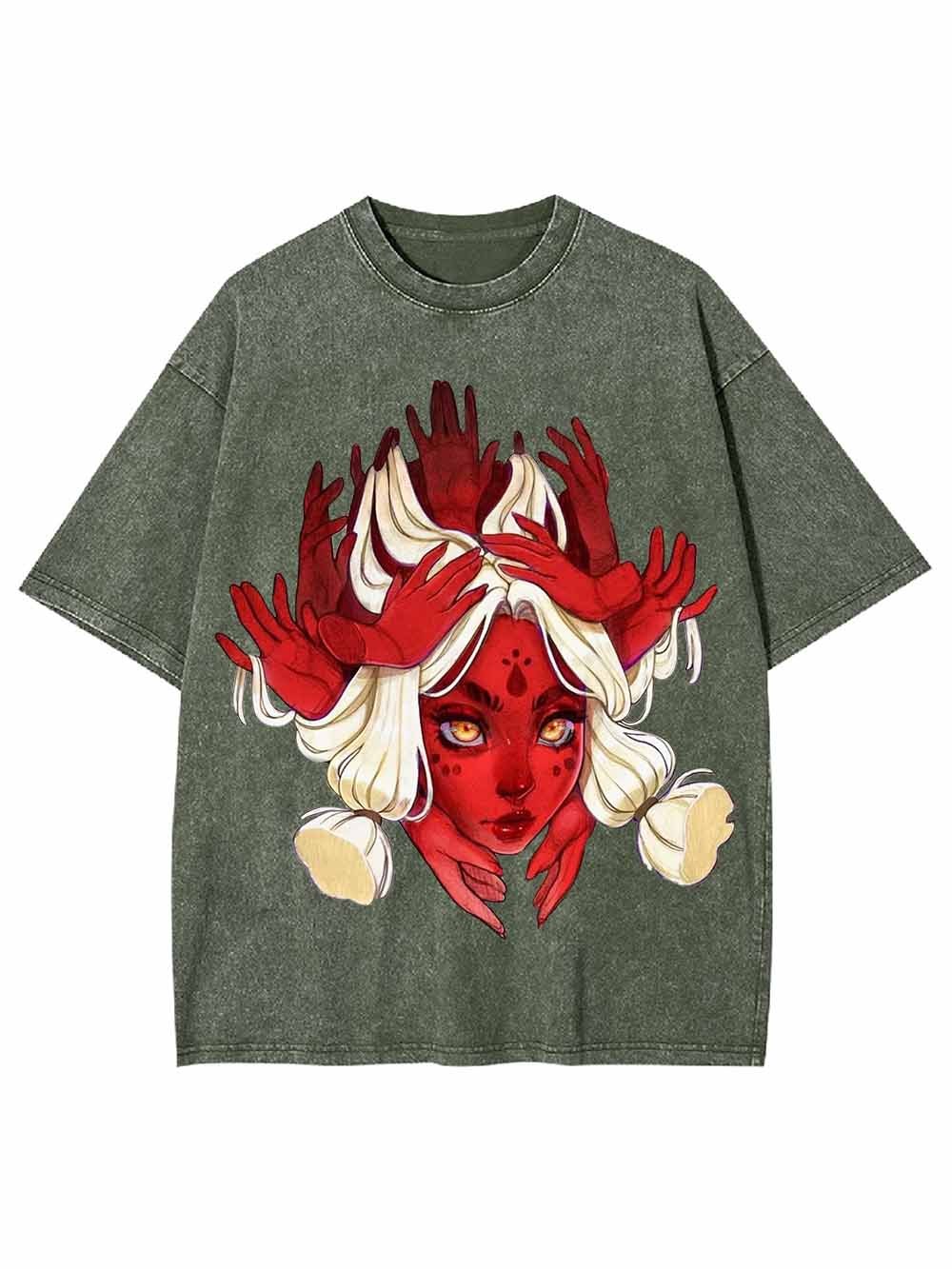 Demon Queen Washed Tshirt-ClassyOutlaw Sale