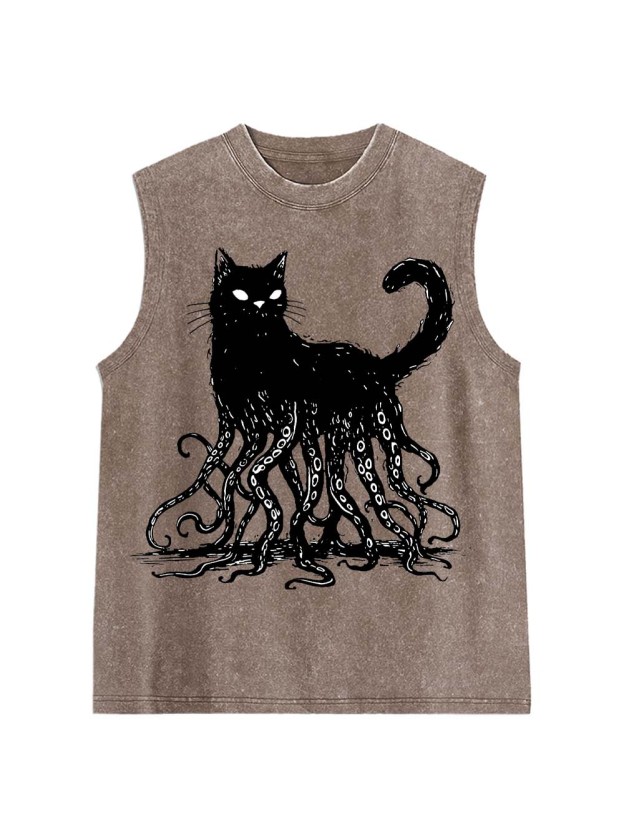 Octopus Tentacle Cat Washed Tank Top