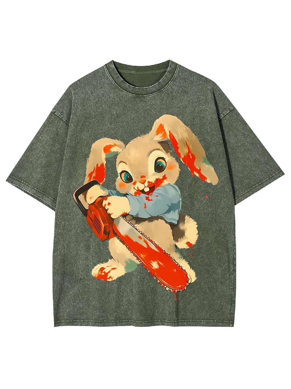Bloody Bunny with Chainsaw Washed Tshirt