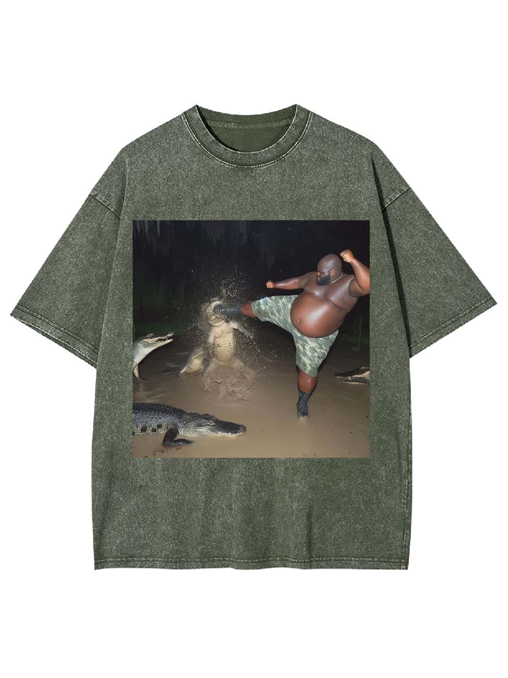 Kicking an alligator in the swamp Washed Tshirt