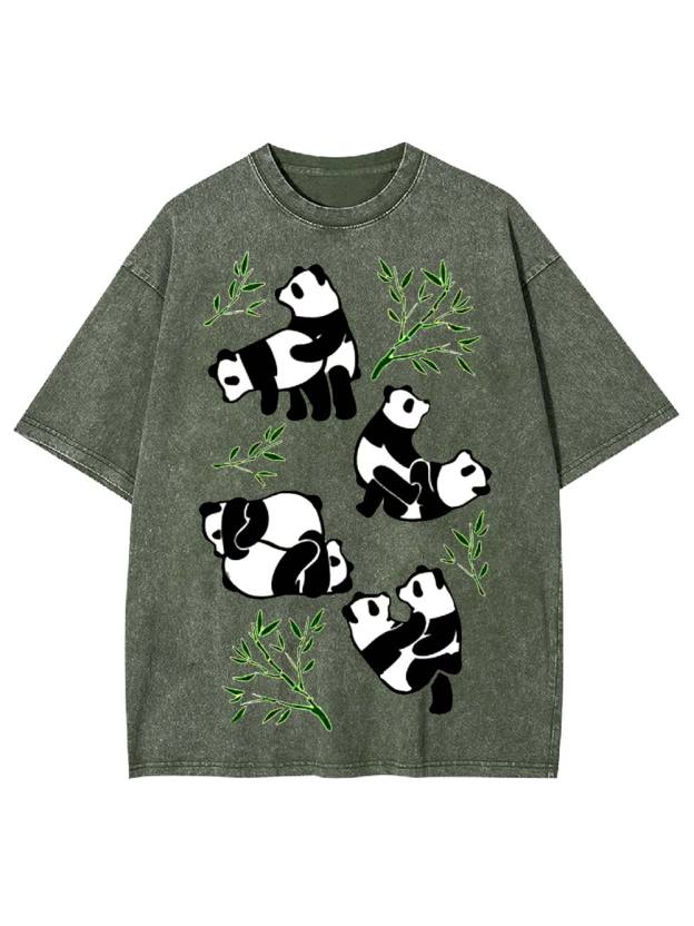 Playful Pandas and Bamboo Washed Tshirt