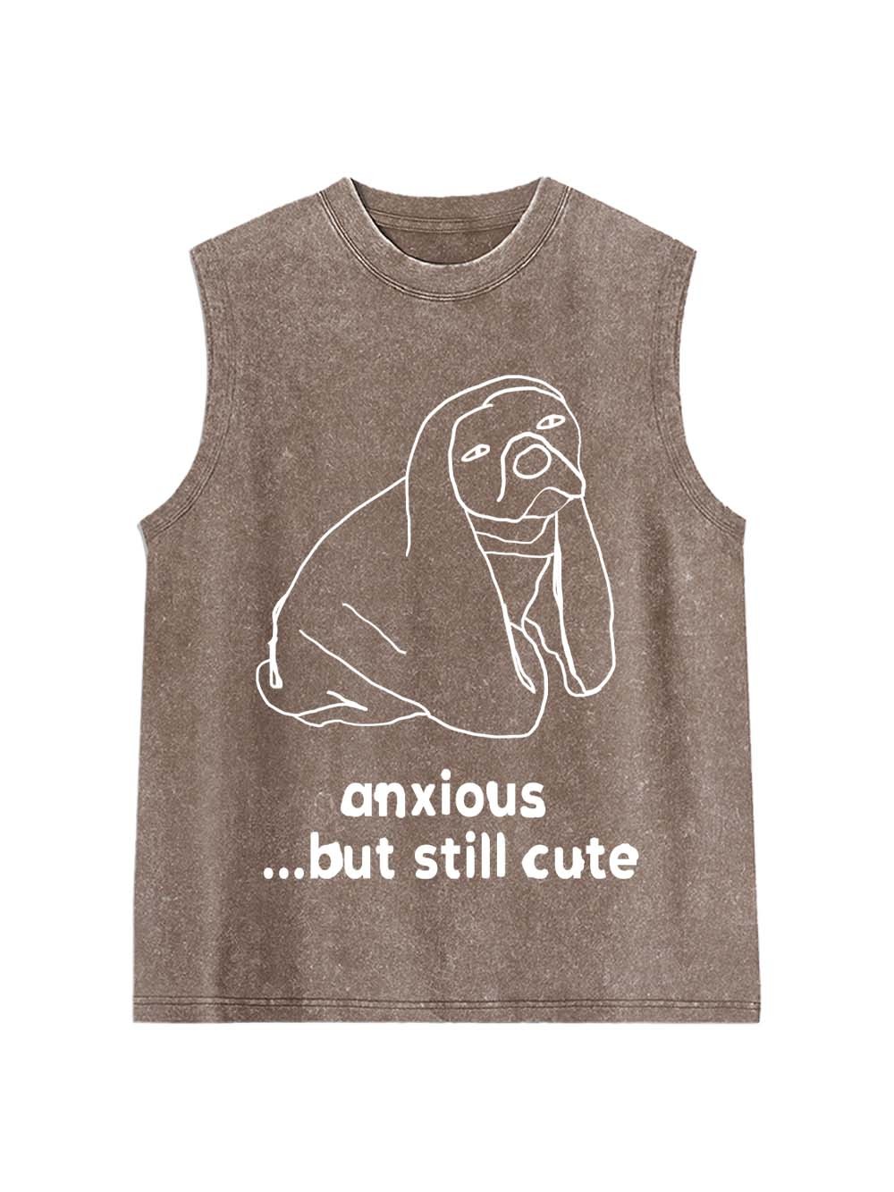 Anxious but Cute Washed Tank Top