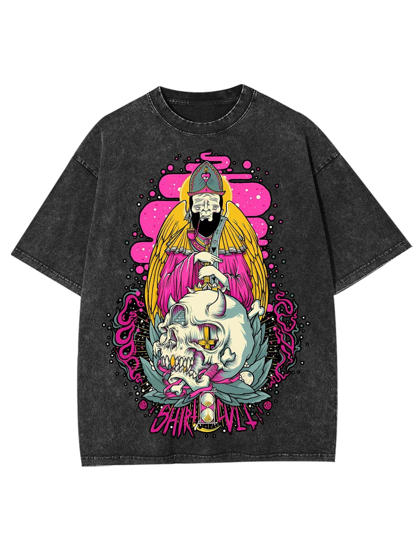 Saint Of Darkness Washed Tshirt-ClassyOutlaw Sale