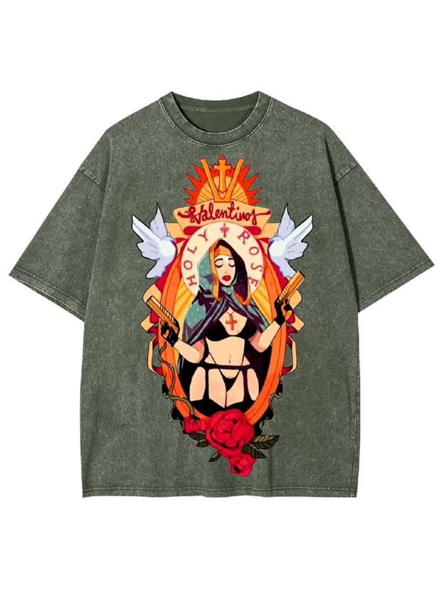 Holy Rose Rebel Washed Tshirt