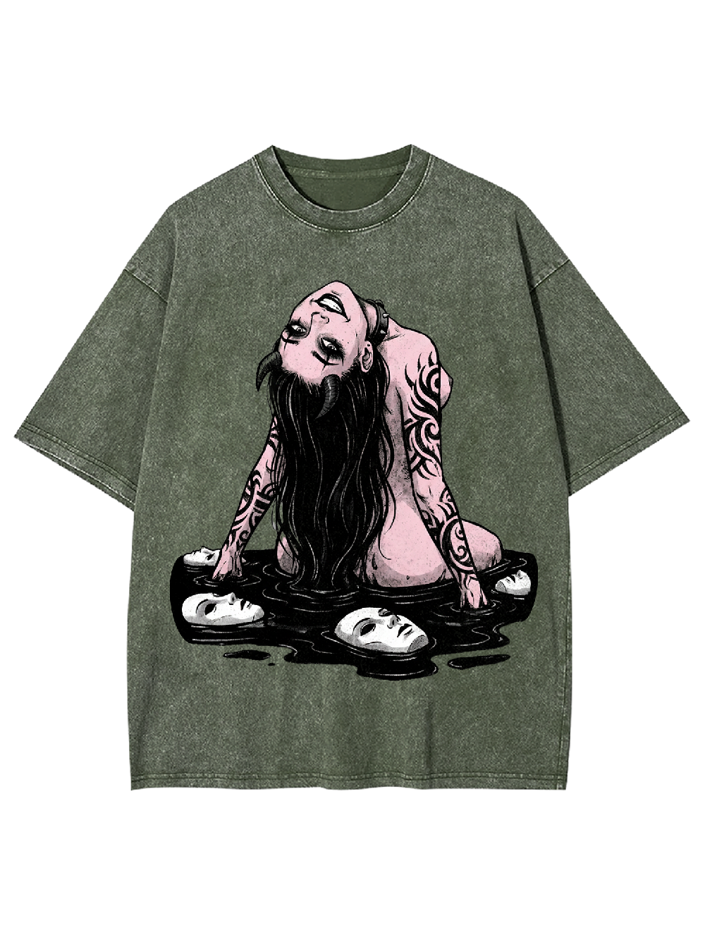 Long-haired girl with desires Washed Tshirt