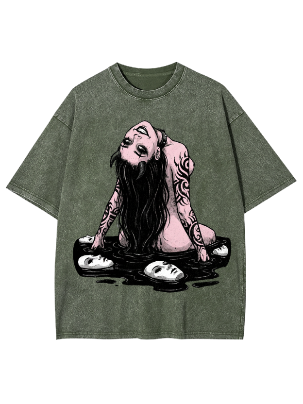 Long-haired girl with desires Washed Tshirt