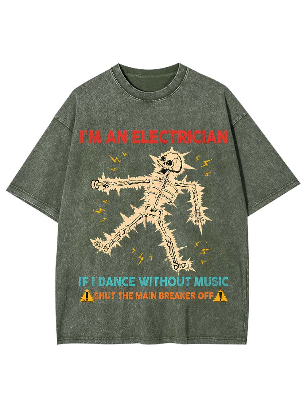 Electrician's Warning Washed Tshirt