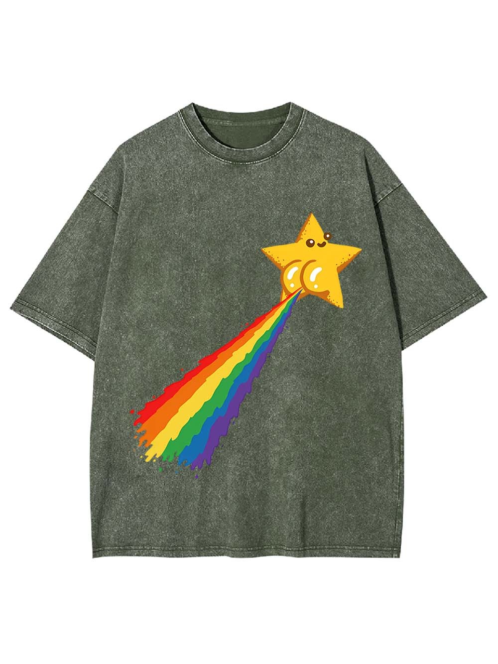 Rainbow - Pooping Star Washed Tshirt