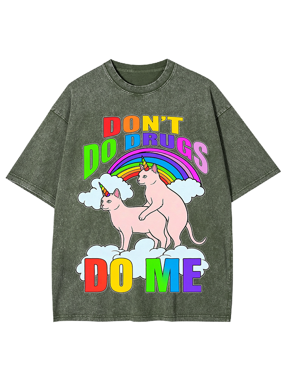 Unicorns Behaving Badly Cat Washed Tshirt