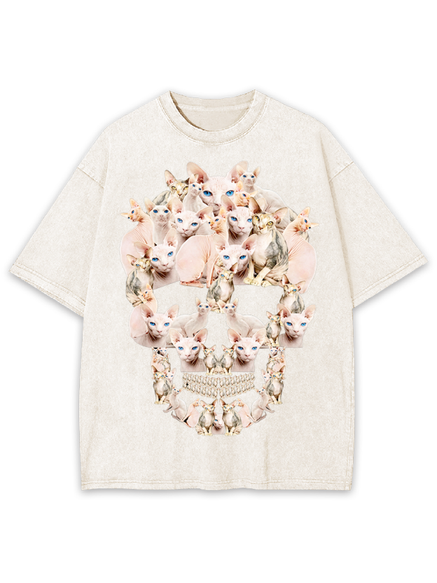Feline Skull Society Washed Tshirt