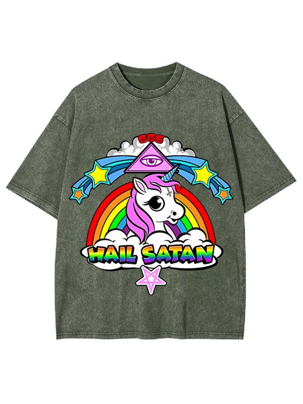 HAIL SATAN WASHED TSHIRT