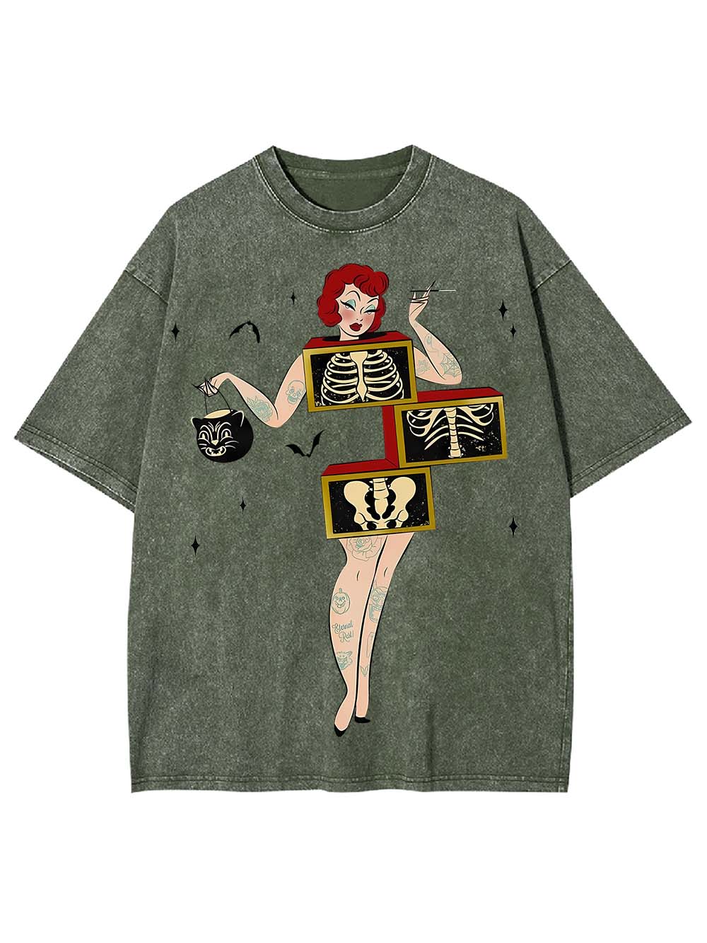 SKELETONS AND STYLE WASHED TSHIRT