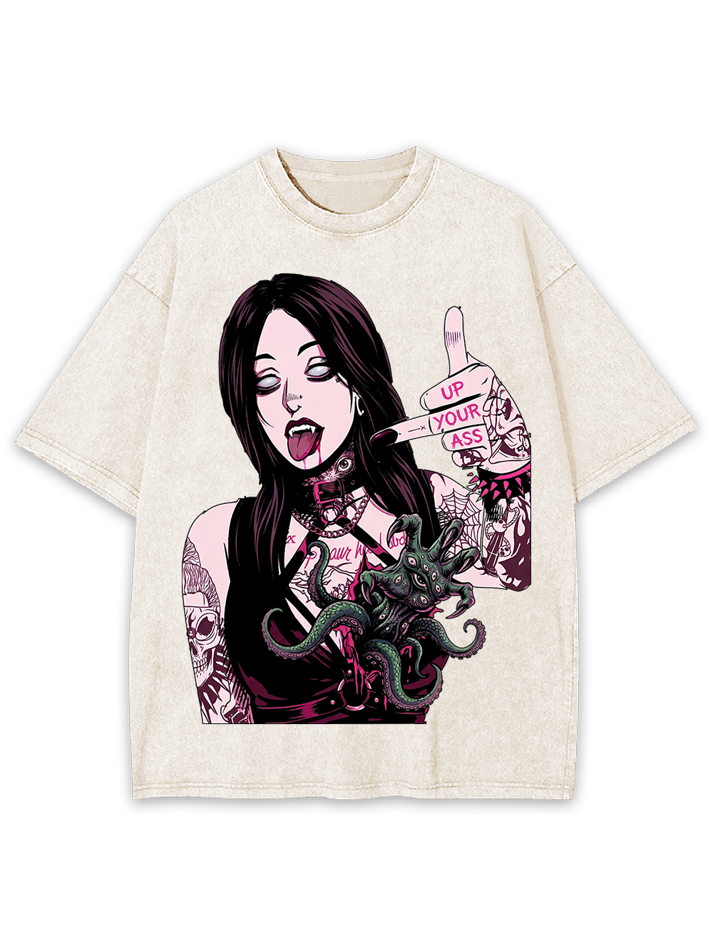 Octo Kiss – Darkcore Bad Attitude Washed Tshirt