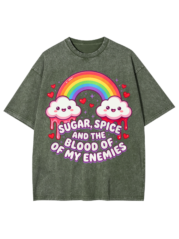 SUGAR, SPICE AND THE BLOOD OF MY ENEMIES Washed Tshirt