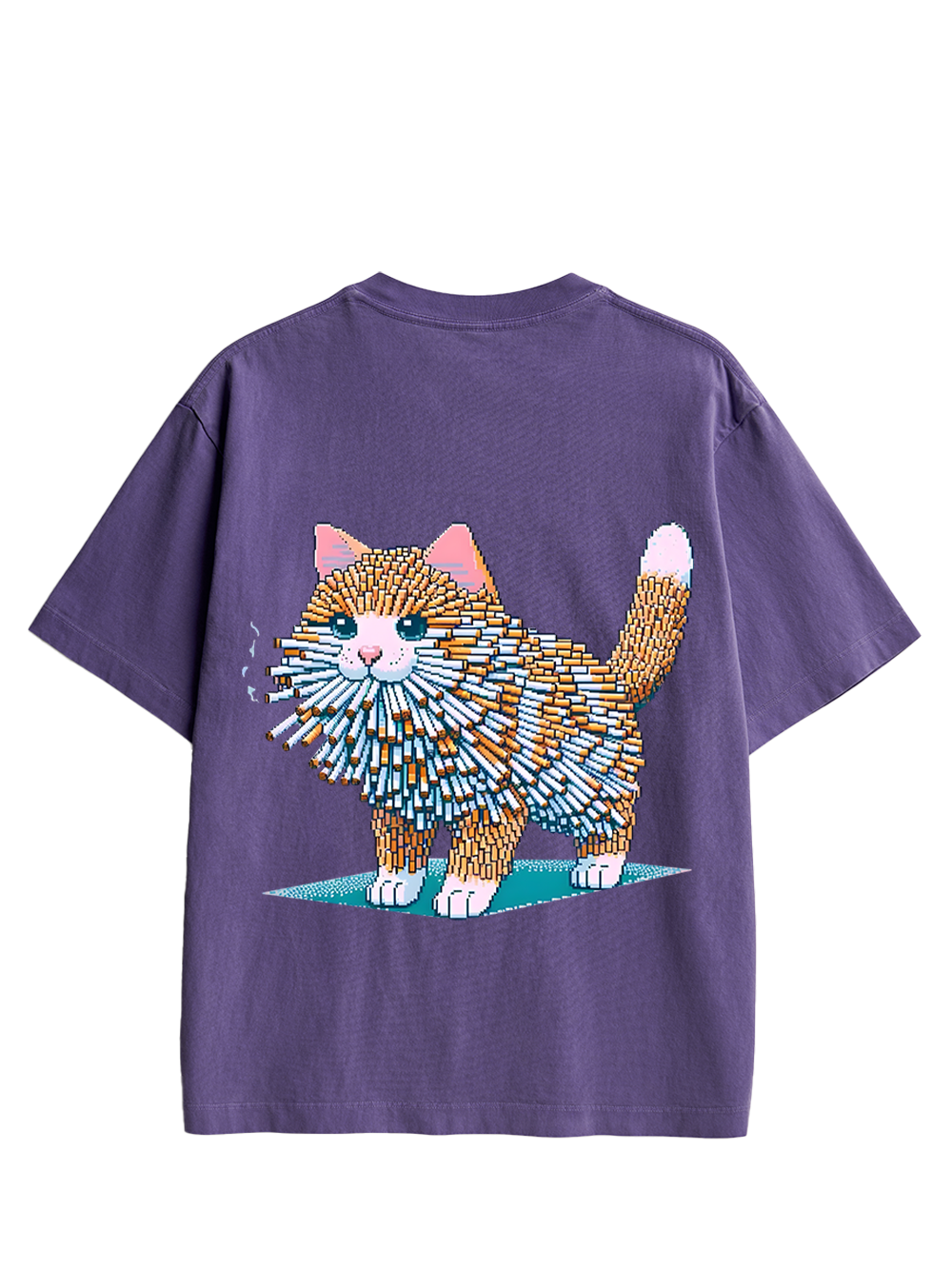 Cigarette Cat Double Sided Print Washed TShirt