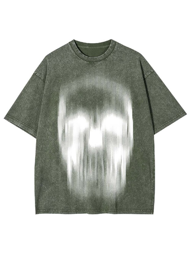 Distorted Skull Art Washed Tshirt