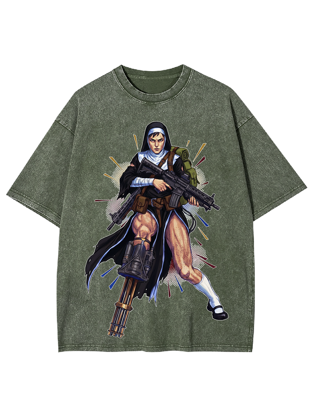Armed Nun Cyber Washed Tshirt