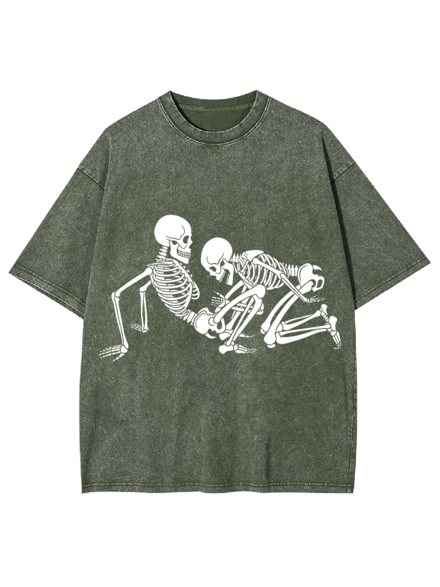 Bone Play Retro Grunge Skeleton Washed Tshirt