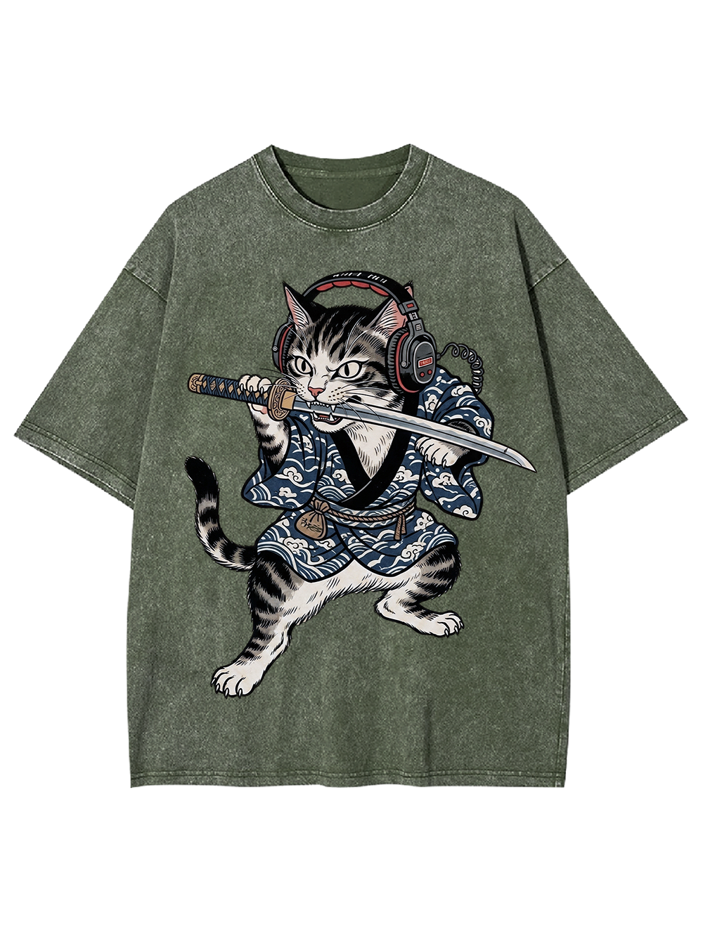 Cyber Ronin Cat Washed Tshirt
