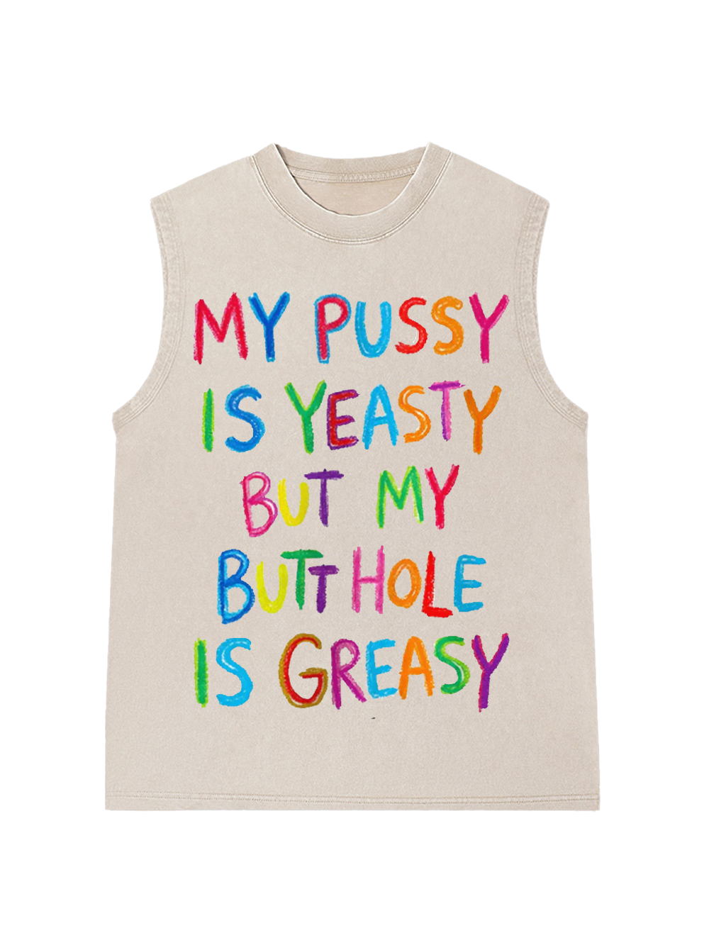 SATIRICAL CRAYON ART Washed Tank Top