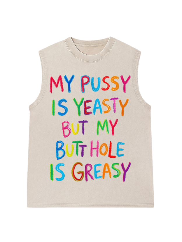 SATIRICAL CRAYON ART Washed Tank Top