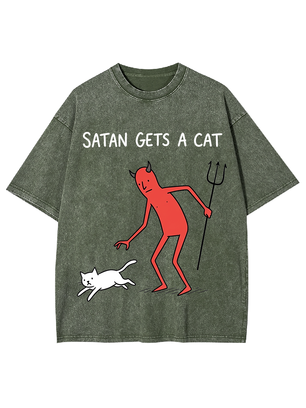 SATAN GETS A CAT Washed Tshirt