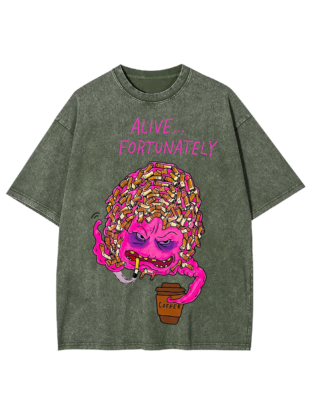 ALIVE FORTUNATELY Washed Tshirt