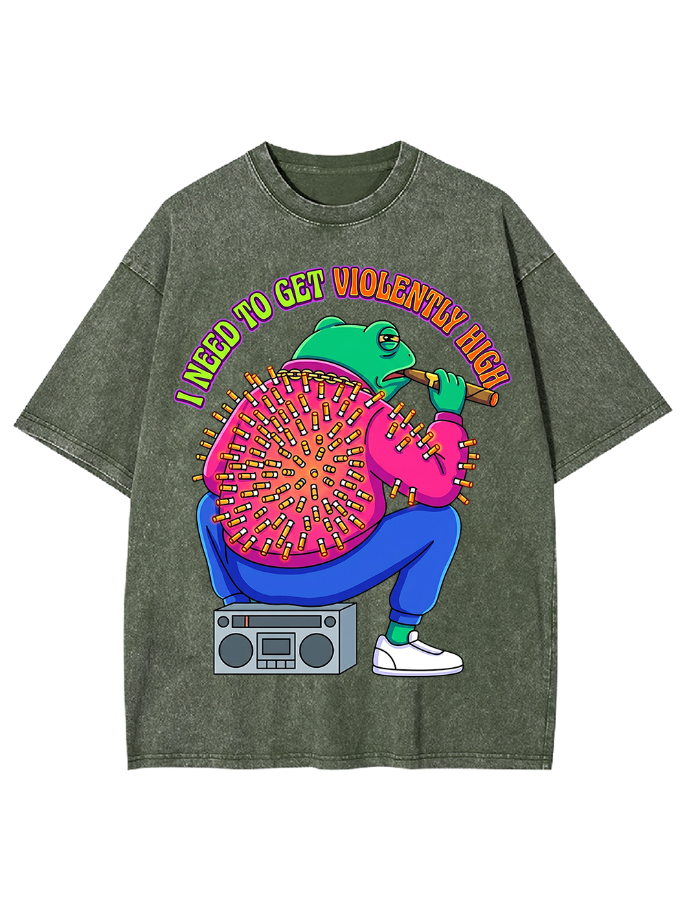 I NEED TO GET VIOLENTLY HIGH Washed Tshirt