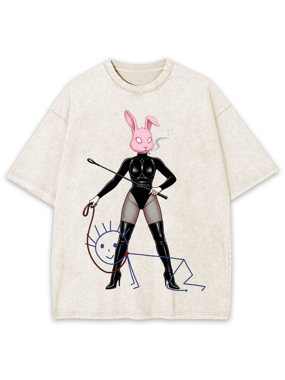 Leather Bunny Fetish Art Washed Tshirt
