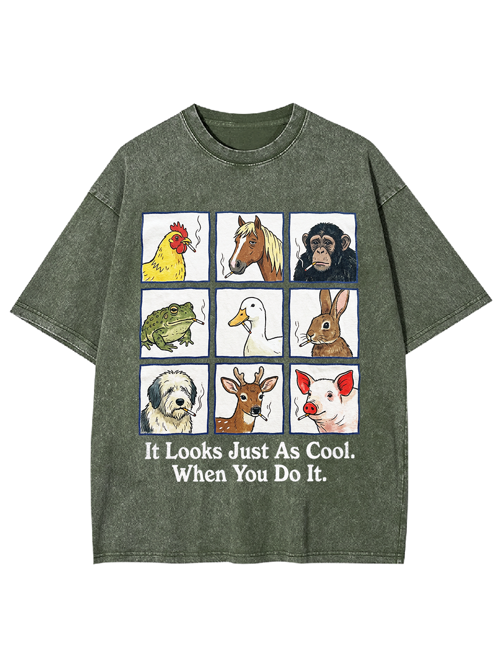 Vintage Animal Faces Washed Tshirt