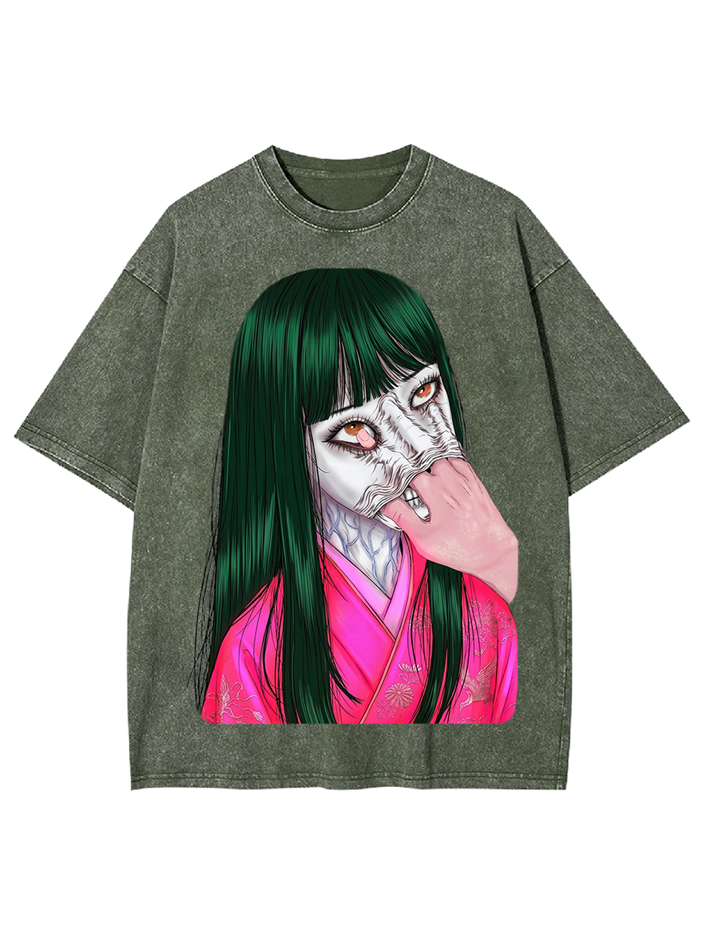 Horror & Thriller Kimono Girl Washed Tshirt