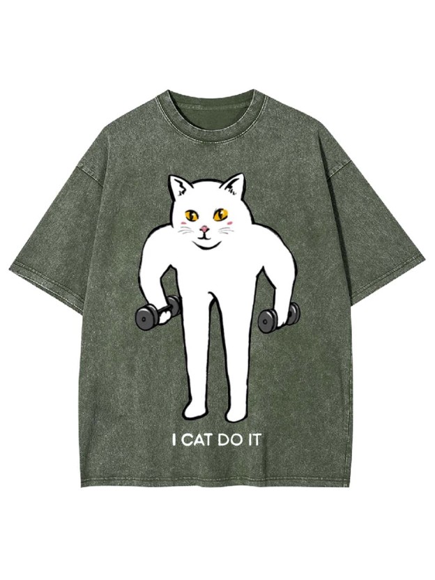 I Cat Do It Washed Tshirt