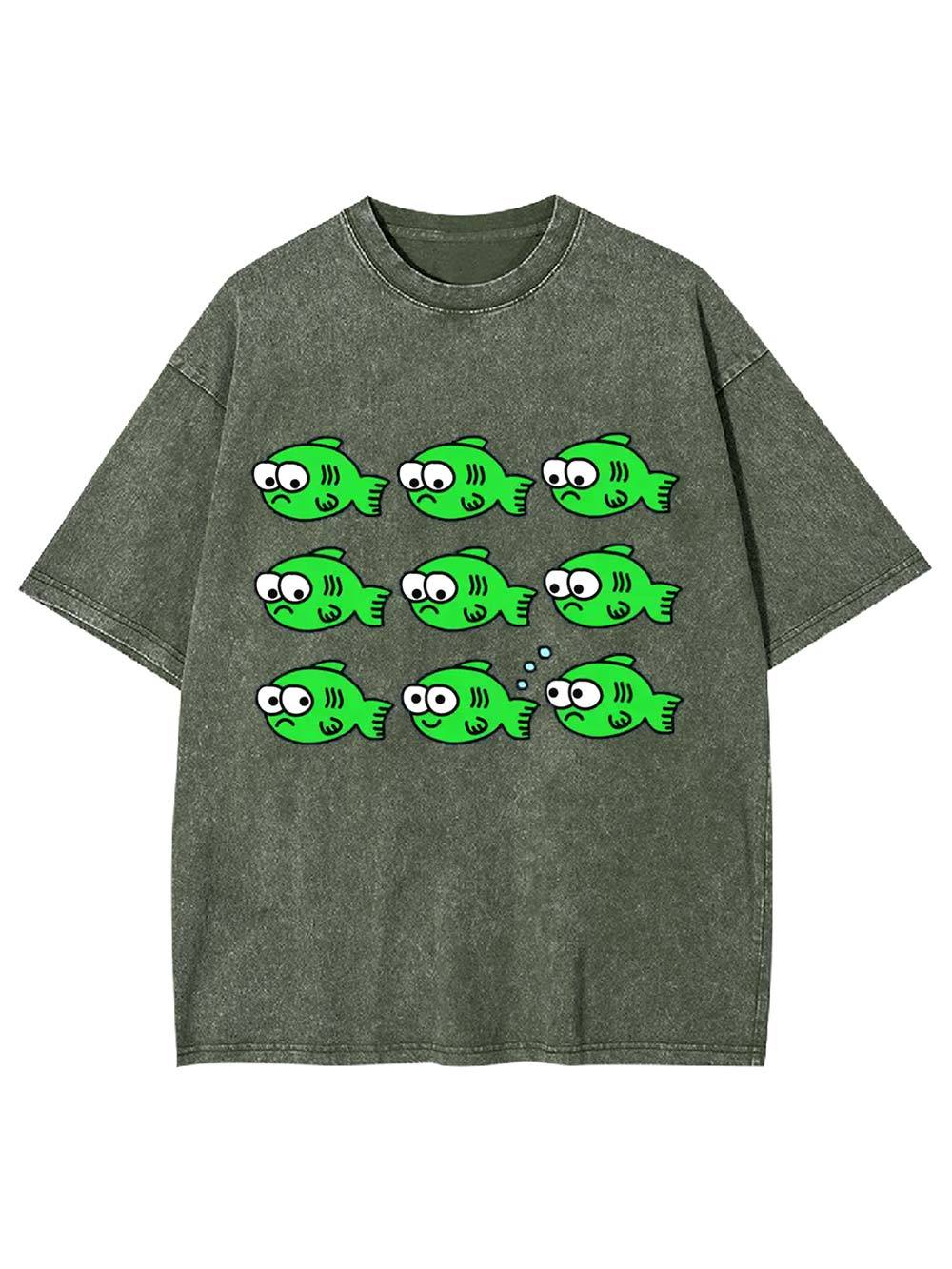 School of Quirky Fish Washed Tshirt