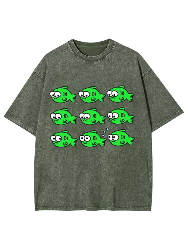 School of Quirky Fish Washed Tshirt