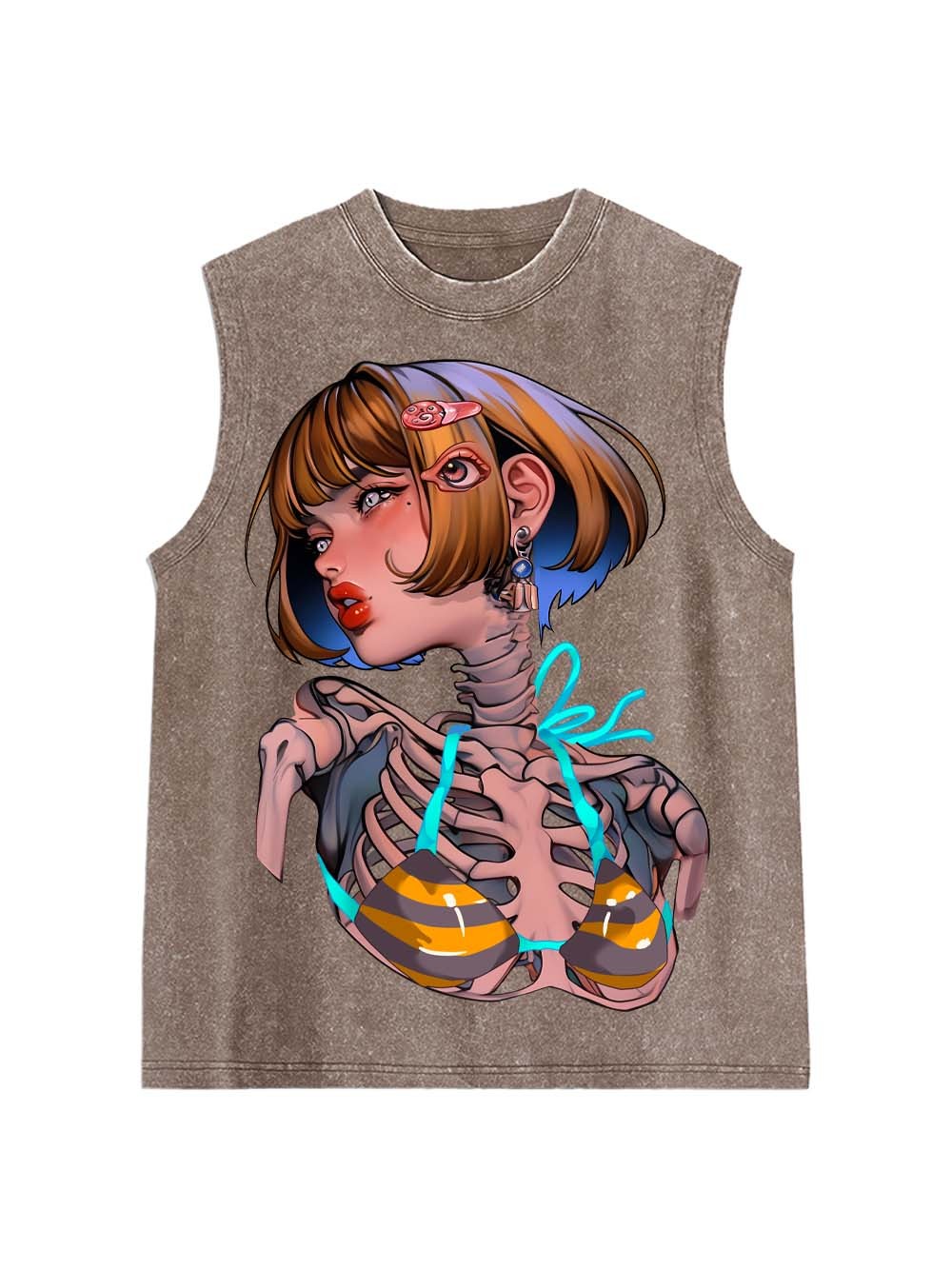 Skeleton in Stripes Washed Tank Top