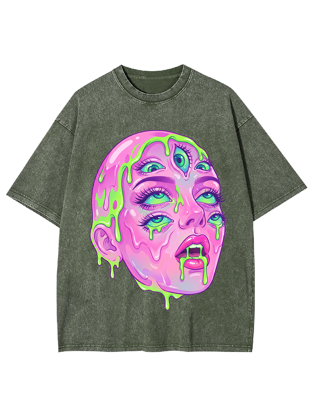 Trippy Multi-Eye Horror Art Washed Tshirt