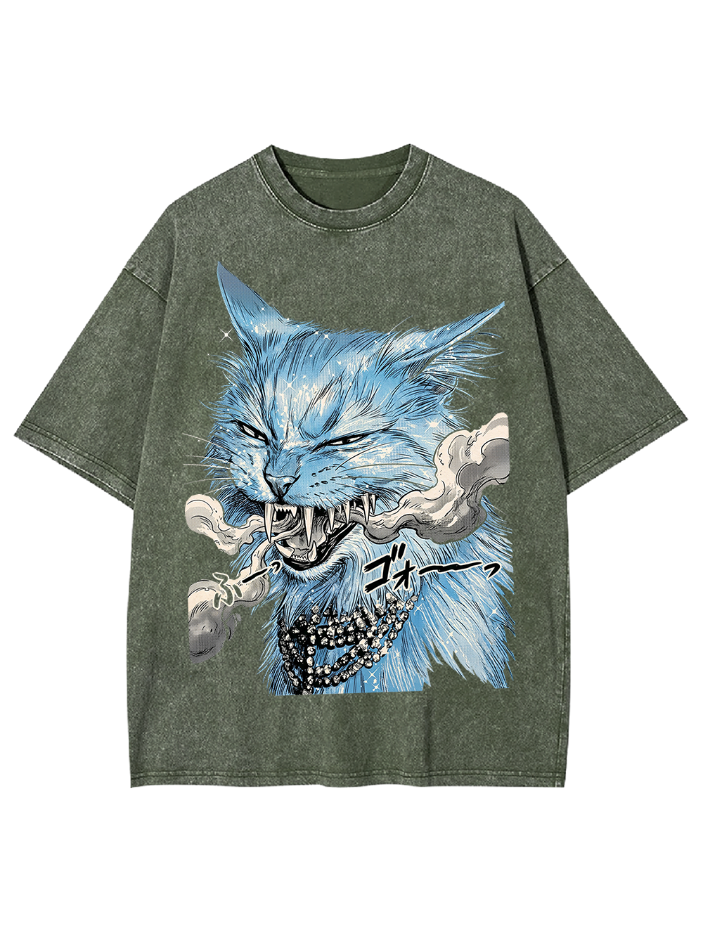 ANIME FURY CAT WASHED TSHIRT