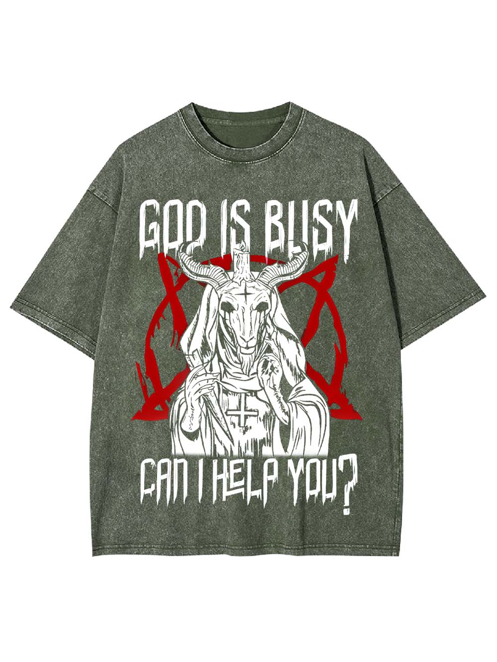 God Is Busy, Can I Help You? Washed Tshirt