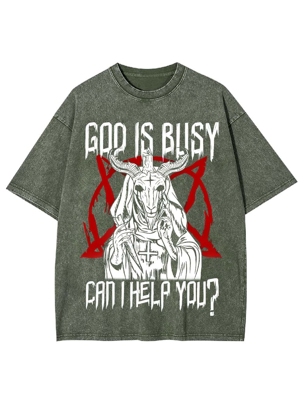 God Is Busy, Can I Help You? Washed Tshirt