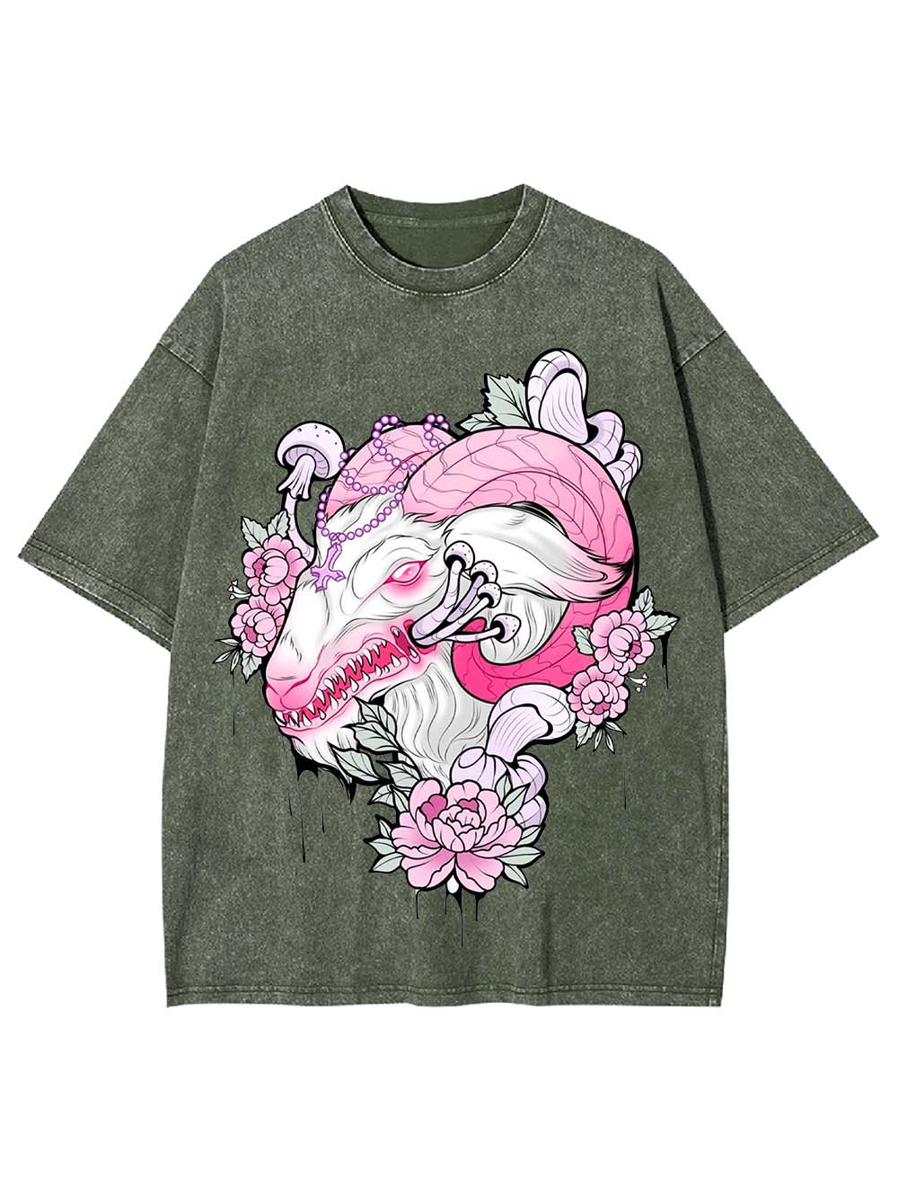 Floral Demon Majesty Washed Tshirt