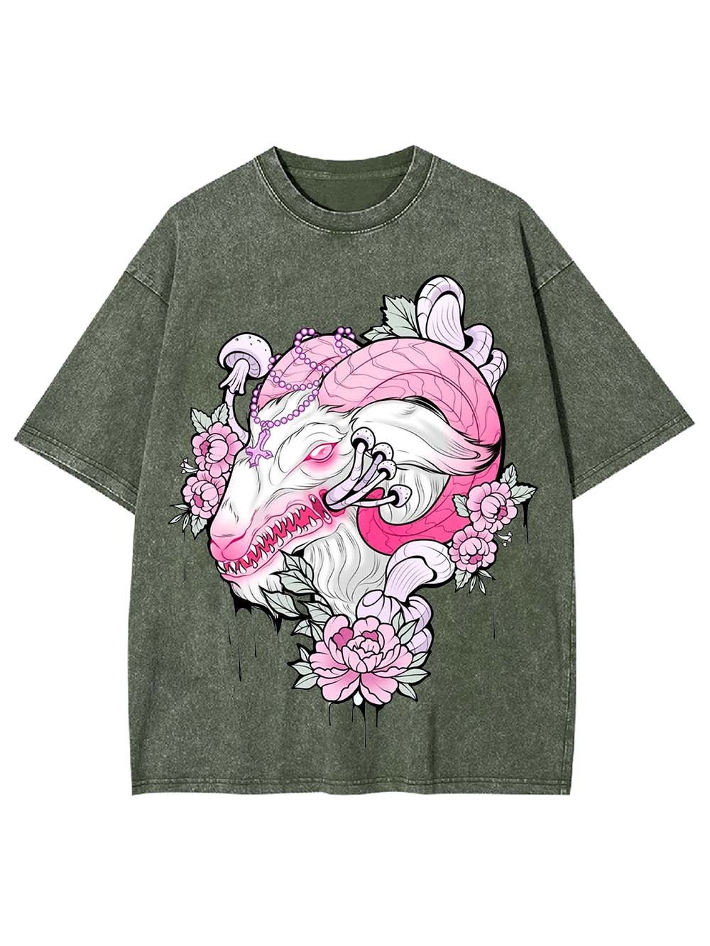 Floral Demon Majesty Washed Tshirt
