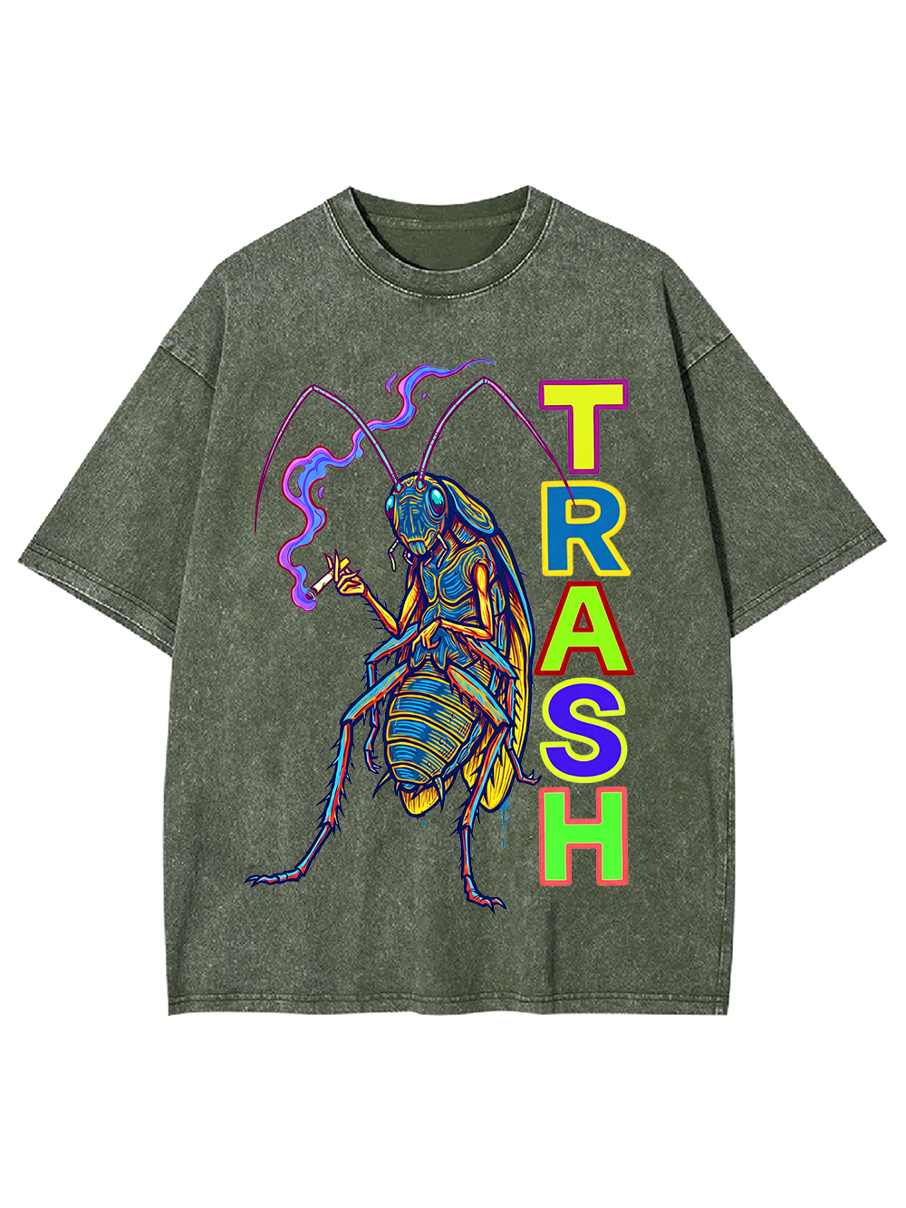 NEON ROACH TRASH TEXT WASHED TSHIRT