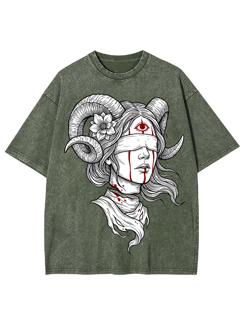 RAM HORN GIRL BLOODY NECK WASHED TSHIRT
