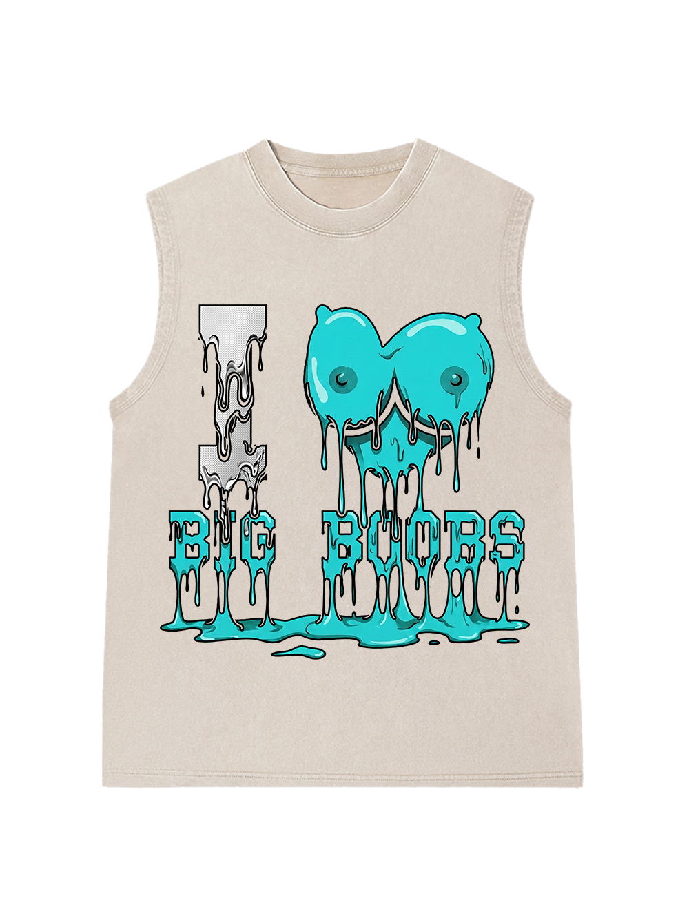 I LOVE BIG BOOBS WASHED TANK TOP